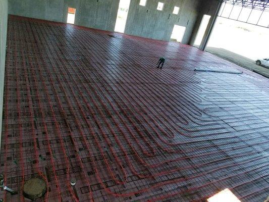 Anoka County Blaine Airport - In-Floor Heating Project.  Photo during Installation