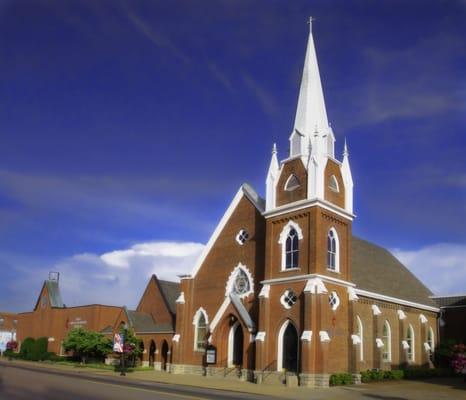 Gallatin First United Methodist Church, located on historic Gallatin Square.