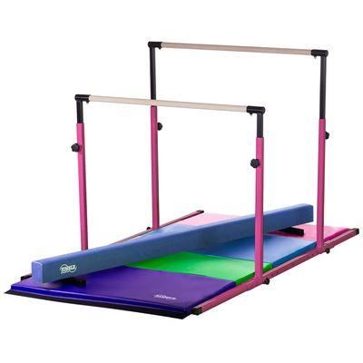 3Play Little Gym - Pink 3Play Bars, Blue Balance Beam, 4ft X 8ft Pink, Purple, Light Blue, and Light Green Folding Mat