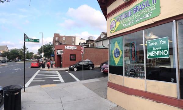 Corner of Brighton and Quint. Butcher shop inside.