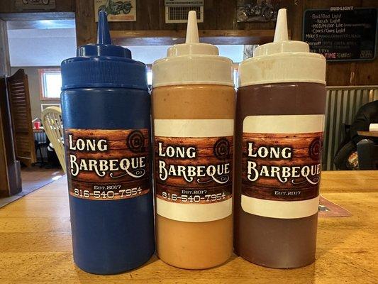 Three sauces L to R - Spicy, Fry Sauce, and Regular