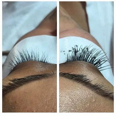 Eyelash extensions before/after