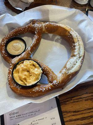 Pretzel with beer cheese and mustard