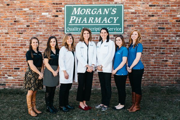 Morgan's Pharmacy staff: L to R Rachel Morgan, Rebecca Zorn, Becky Morgan, Christy Bolin, Megan Jaco, Bekah Johnson, Lindsey Pickle