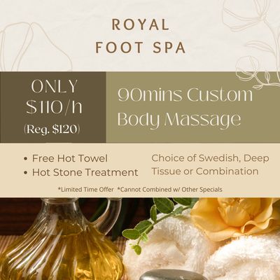 Royal Foot Spa
 1108 N Greenville Ave #125, Allen, TX 75002
 Call us at 972-649-4685