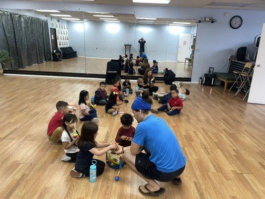 Music classes. Singing, movement, and instrument play