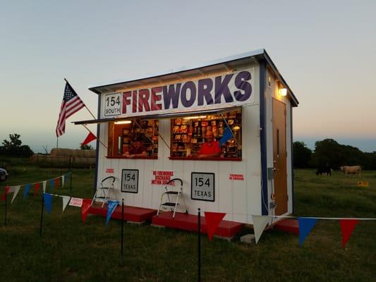 This is a new firework stand with a pretty decent selection.  Go buy your fireworks from 154 South fireworks.  Just outside SS city limits.