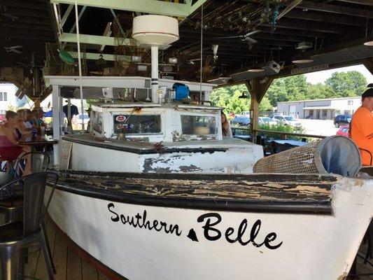 The boat in the boathouse was made into a functioning bar. Brilliant!