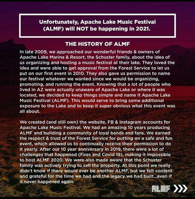 The history of Apache Lake Music Festival when the Schuster family owned the resort & marina.