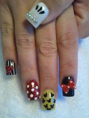 Mickey and Minnie mouse nails