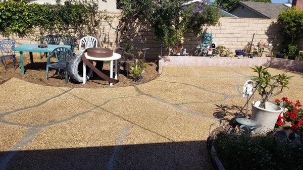 Patio after prep work before pebblestone coating.