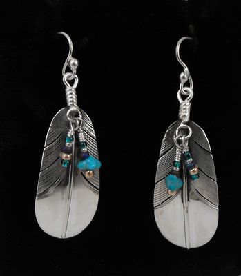 Native American Indian made feather earrings