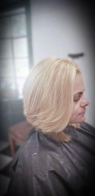 Light blonde layered Bob