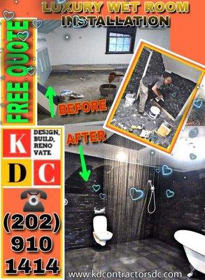 KD Contractors LLC. | Design, Build, Renovate. Wetroom installation.