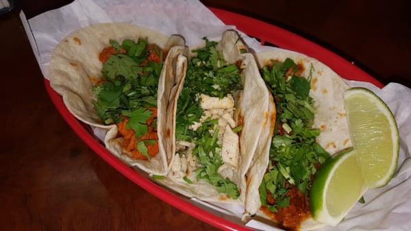 Barbacoa, Pollo and Al Pastor Tacos