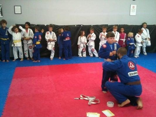 Nick received his grey and white belt today.