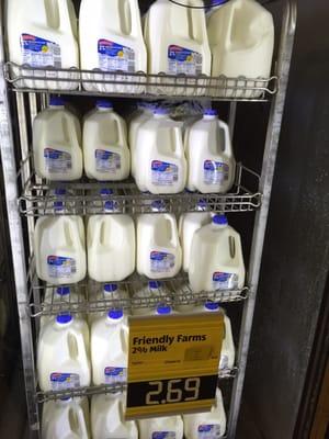 Milk is usually around $2.00. $2.69 is about as high as it gets. Lowest price during a holiday week can be $1.69.