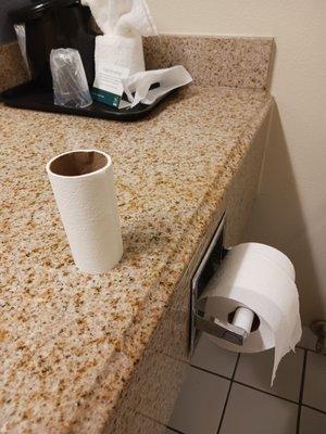 We replaced the roll for the motel. Who leaves a near empty roll on the toilet paper holder??