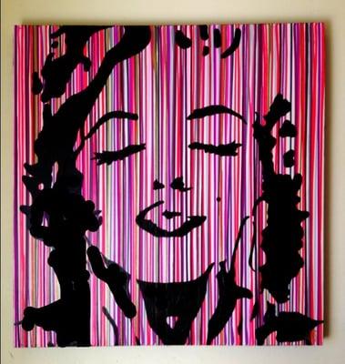 Marylinmonroe 64"x62" pink tones & black .