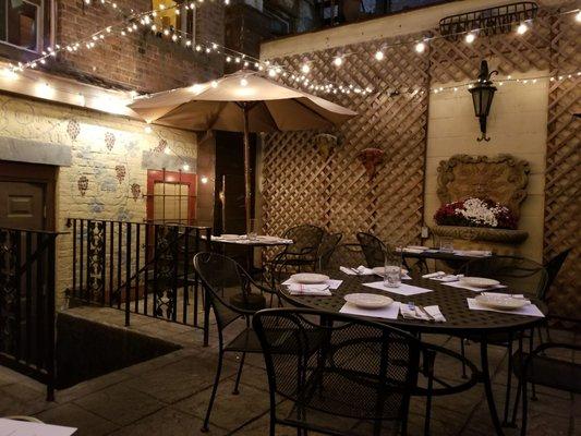 Patio space. Adorable and cozy. Would definitely request to sit out here again.