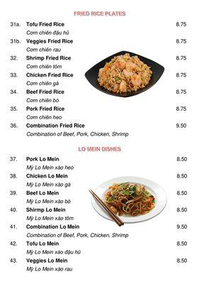 Fried rice plates and Lo Mein dishes