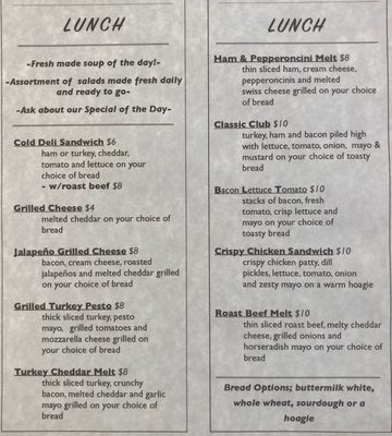 Lunch Menu