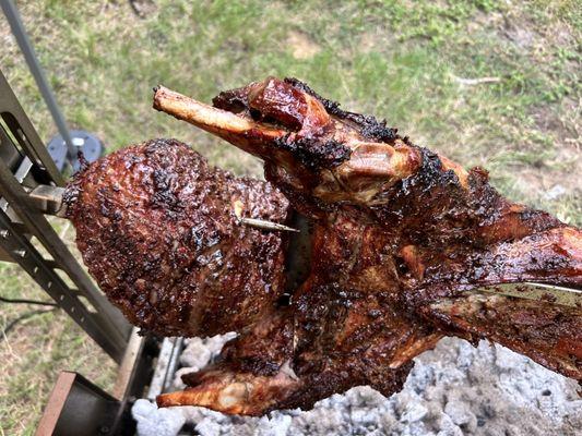 Lamb "spitbraai" rotisserie