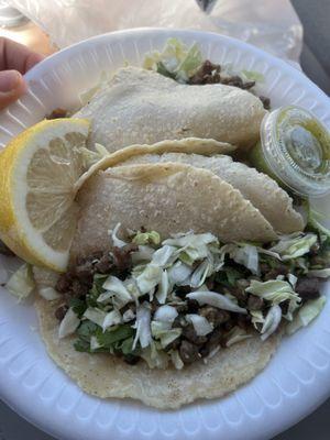 Delicious homemade tortillas and asada tacos