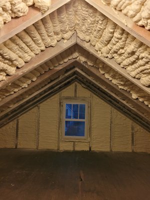 Finished sprayed insulation in attic