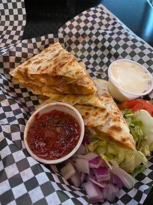 Cheese quesadilla - add crispy chicken