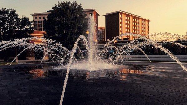 Early morning walks by the fountain