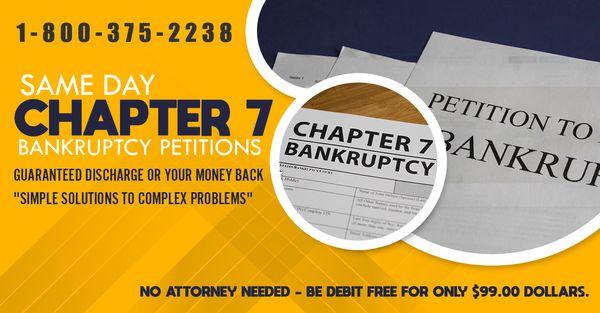 Chapter 7 Bankruptcy Only $99.00