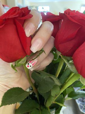 Easter Bunny Nails! This was a dip powder over natural nails, natural, clear, natural French with a ballerina toe / coffin shape