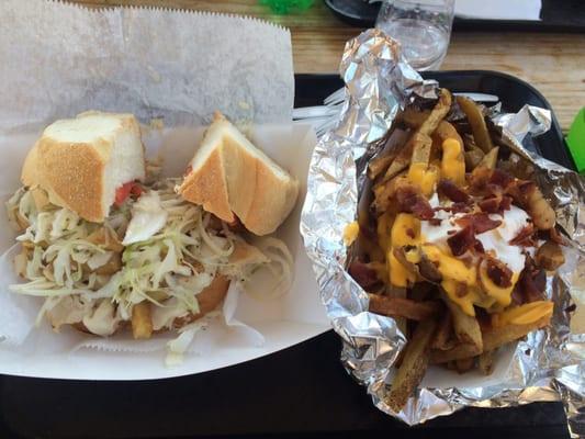 over stuff sandwich and loaded fries