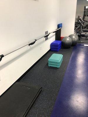 Workout area for steps and rollers