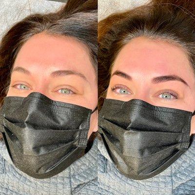 Eyebrow tinting and shaping plus lash tinting and lift