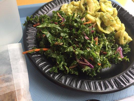 I had a two salad combo, basil pesto tortellini and kale salad! I like the tortellini better, the kale is good but a little too salty for me