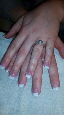 Ahn does a beautiful pink and white french set!