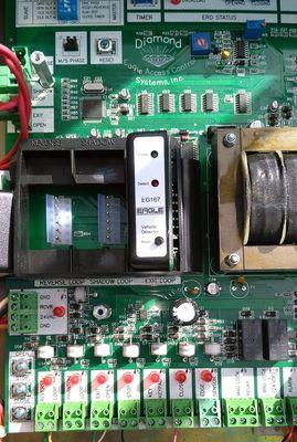 Inside look of a gate operator control board.