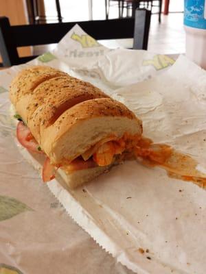 Buffalo chicken sandwich w/spinach, tomato, olives, extra pickles, pepper jack cheese, extra buffalo sauce & ranch dressing.