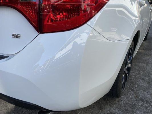 Like it never even happened... Rear bumper on passenger side after repairs at MTZ.