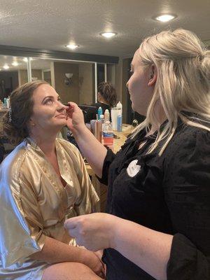 Jacy doing bridal make-up