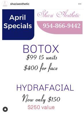 Please see our April Specials