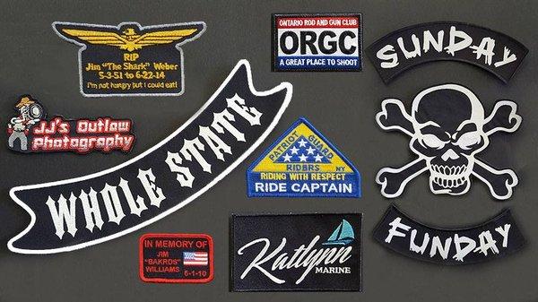 We do patches of any kind, fire departments, scouts, motorcycle clubs, are just a few.  Contact us for more information