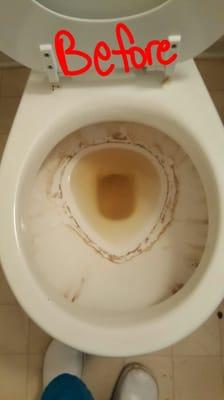 Move out clean toilet before cleaning.