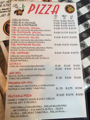 Pizza Menu