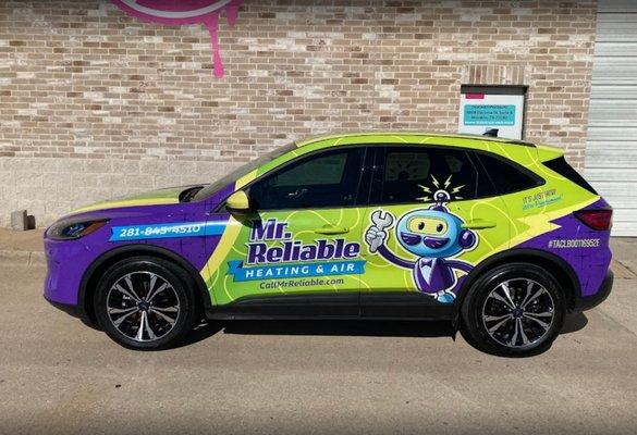 Mazda SUV wrap design for Mr. Reliable Heating & Air | KickCharge Creative