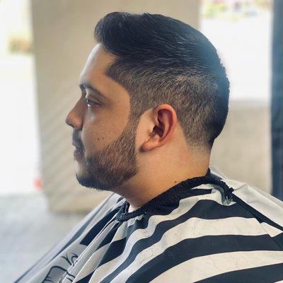 Combover taper w/ beard edge up