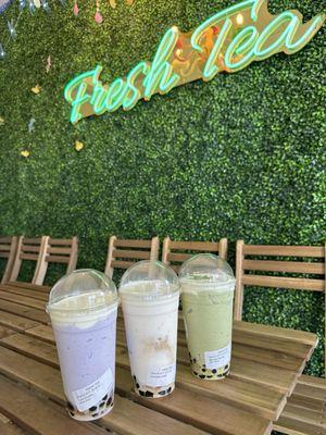 Taro Slushie, Coconut Slushie,Matcha Slushie