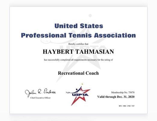 Tennis coaching license